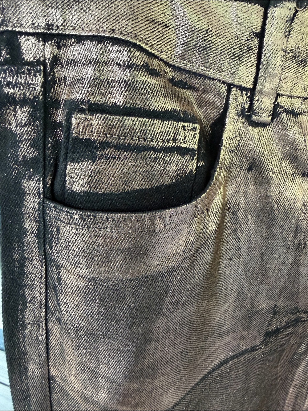 GB Metallic Bronze Wide Leg Pants NWT Glam Statement Jeans - Picture 12 of 13